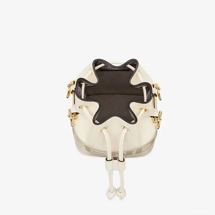 Affordable HOT White Tresor In Mini Fendi Logo Bag ROMA Bucket Mon Leather Calf 0520